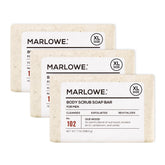 MARLOWE. front view of oud wood scrub bar showing shape and texture for durable exfoliation