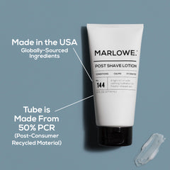 MARLOWE. applying aftershave to jawline for soothing hydration
