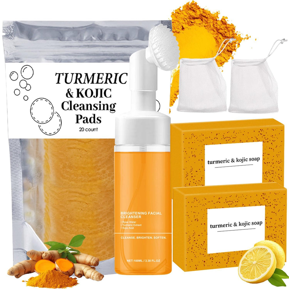 MAROJEIF front packaging of turmeric wash and care set showing components