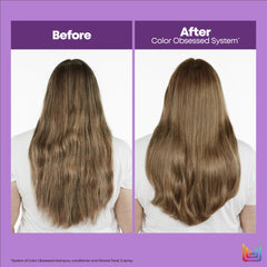 Matrix Color Obsessed shampoo texture on palm illustrating creamy lather and gentle cleansing