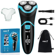 MAX-T front view showing ergonomic body and shaving heads for comfortable grip