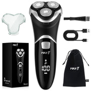 MAX-T shaver front view showing metal black finish and sleek styling for professional grooming