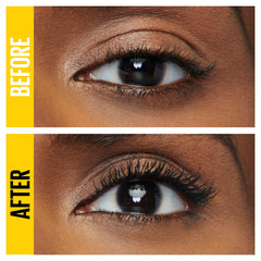 Maybelline brush close-up highlighting bristles that separate lashes for volume