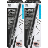 Maybelline front packaging showing two jet black gel pencils and matte finish benefit