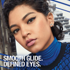 Maybelline Unstoppable pewter pencil in hand showing compact size and travel convenience
