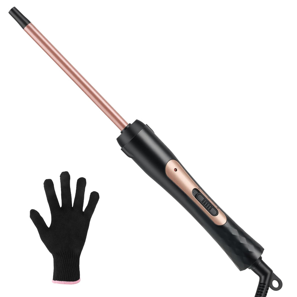 MCODON curling wand front view showing slim handle and barrel for precise styling