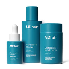 MDhair kit front packaging showing complete three-step system benefit
