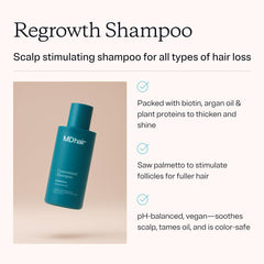 MDhair label closeup highlighting active ingredients and directions