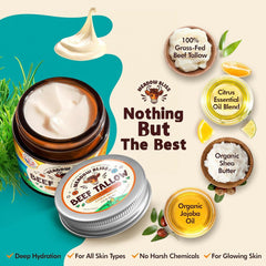 Meadow Bliss ingredients arranged with shea and jojoba highlighting natural sourcing