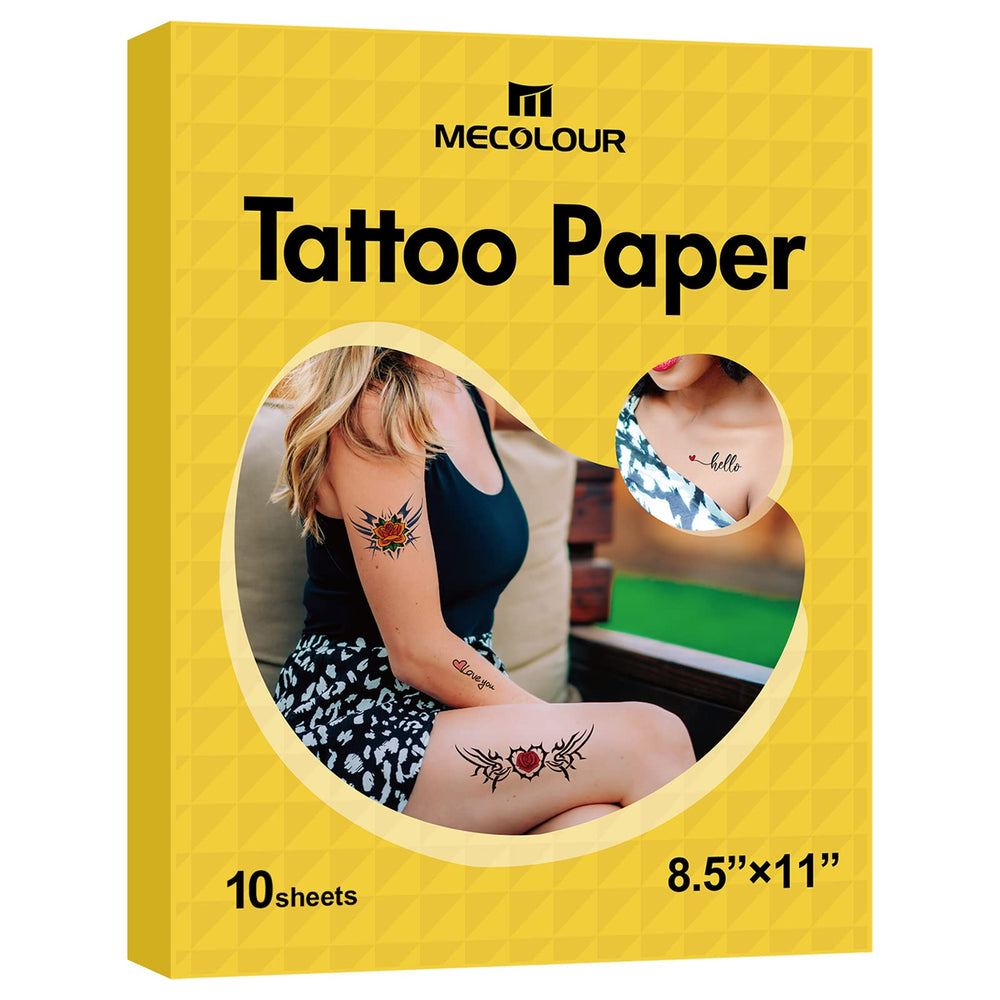 MECOLOUR front packaging showing 10 printable tattoo sets for events