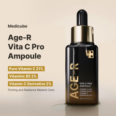 medicube ampoule ingredients label closeup highlighting vitamin C content
