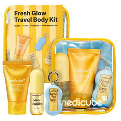 medicube front packaging showing travel-ready three-step set for convenience