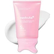 medicube front packaging showing elegant neck cream, highlights easy daily use