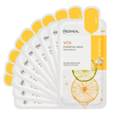 MEDIHEAL front packaging showing 10-sheet box and brightening benefits