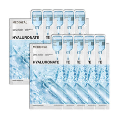 MEDIHEAL front packaging showing 10 hydrating face sheet masks benefits
