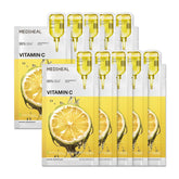 MEDIHEAL front packaging showing 10 mask sachets for easy identification and value