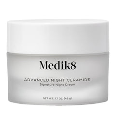 Medik8 jar front view showing elegant packaging and product name for credibility