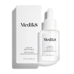 Medik8 Liquid Peptides front bottle shows clean packaging and fast‑absorbing serum benefit