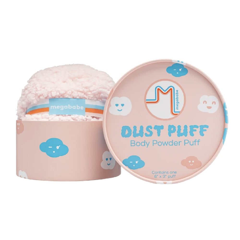 Megababe puff front packaging showing product and benefit of neat storage