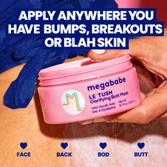 Megababe texture closeup revealing exfoliating beads and smooth application benefit