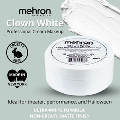 Mehron Makeup clown white applied on hand showing blendability and quick warming