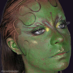 Mehron Makeup green being airbrushed for flawless, even application