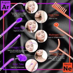 Meifuly seven glass tubes laid out to display different shapes for targeted treatments