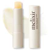Melixir front packaging showing compact vegan lip butter and benefits