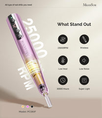 MelodySusie pen drill in use on client's nails demonstrating smooth operation