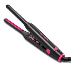 MELYDO front view showing compact pencil flat iron and branding for portable styling