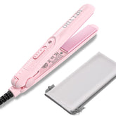 MELYDO front view pink mini flat iron shows compact design and portability benefit