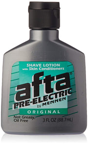 Mennen Afta front bottle view showing product and easy-to-use design benefit