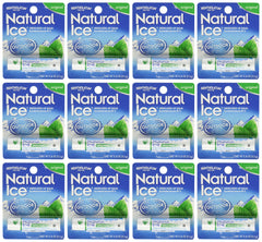 Ever Ready First Aid Mentholatum Natural Ice front packaging shows cooling balm and pack of 12 for convenience