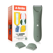 MERIDIAN trimmer front view showing slim sage body and ergonomic grip for comfortable grooming