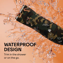 MERIDIAN trimmer in shower demonstrating waterproof construction for wet grooming