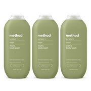 Method front packaging showing bottle and three-pack, highlights convenience