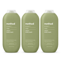 Method front packaging showing bottle and three-pack, highlights convenience