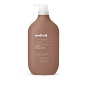 Method men’s body wash front label showing size and scent, clear product benefit