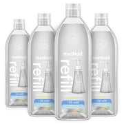 Method Sweet Water 4-pack front view showing packaging and refill tubs benefit: low-waste restocking