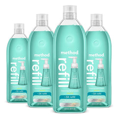 Method Waterfall refill front packaging shows four bottles for long-lasting use