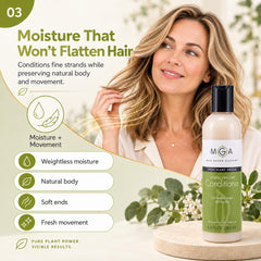 Max Green Alchemy tea tree close-up highlighting soothing scalp benefits