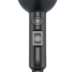 MHU mini blow dryer with concentrator nozzle attached for focused airflow and precise styling
