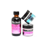 Mia Secret front packaging showing full 2oz monomer and two 1oz powders, convenient kit