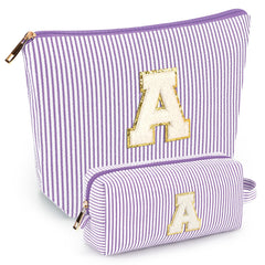 mibasies front view showing purple A pouch and matching small bag, gift-ready