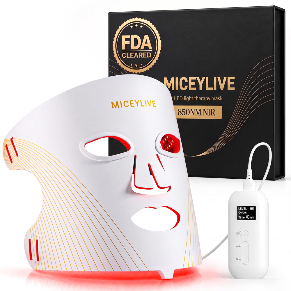 MICEYLIVE front mask view showing full-face LED coverage and even exposure benefit