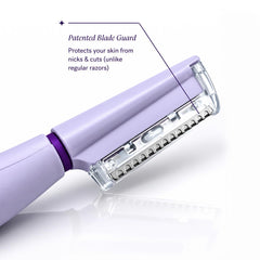 MICHAEL TODD dermaplaning device with refill attached demonstrating safe at-home use