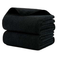 MICROFI front view of two black towels showing professional look and fast drying