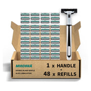 miechua handle and cartridges front view showing complete shaving kit benefits