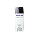Milbon bottle front view showing label and benefits for hydrated hair