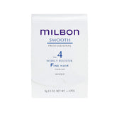 Milbon front packaging showing four vials and kit, showcasing professional results